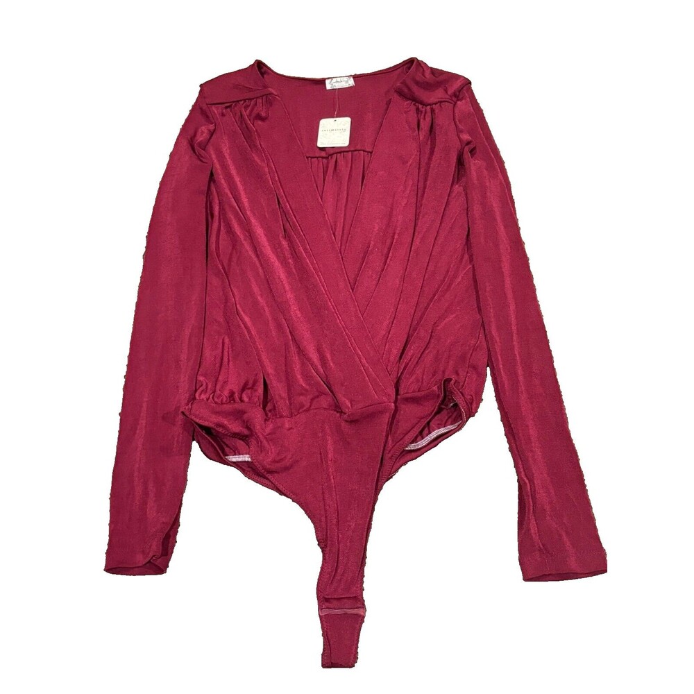 Free People Women's Turnt Thong Bodysuit Women's Size XL Dark Rubarb